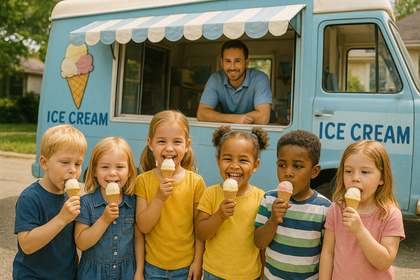 Der Eiswagen kommt in den Kindergarten